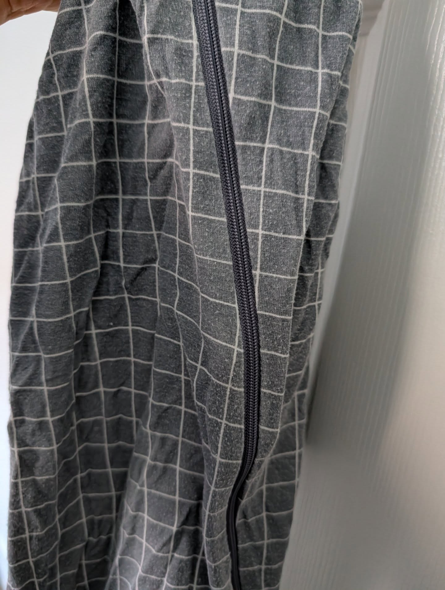 Quincy Mae Grey Checked Footie Sleeper 6-12m