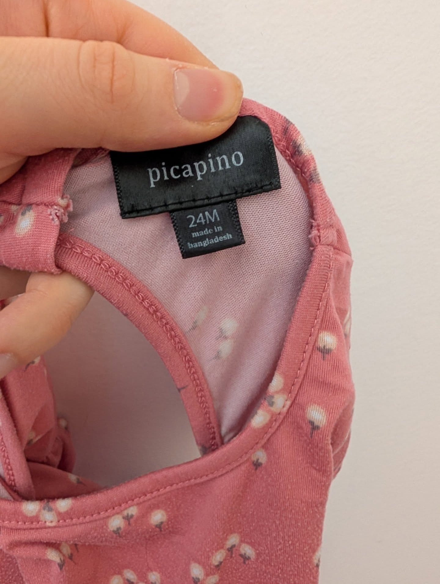 Picapino Pink Floral Dress with Bow Back  24m