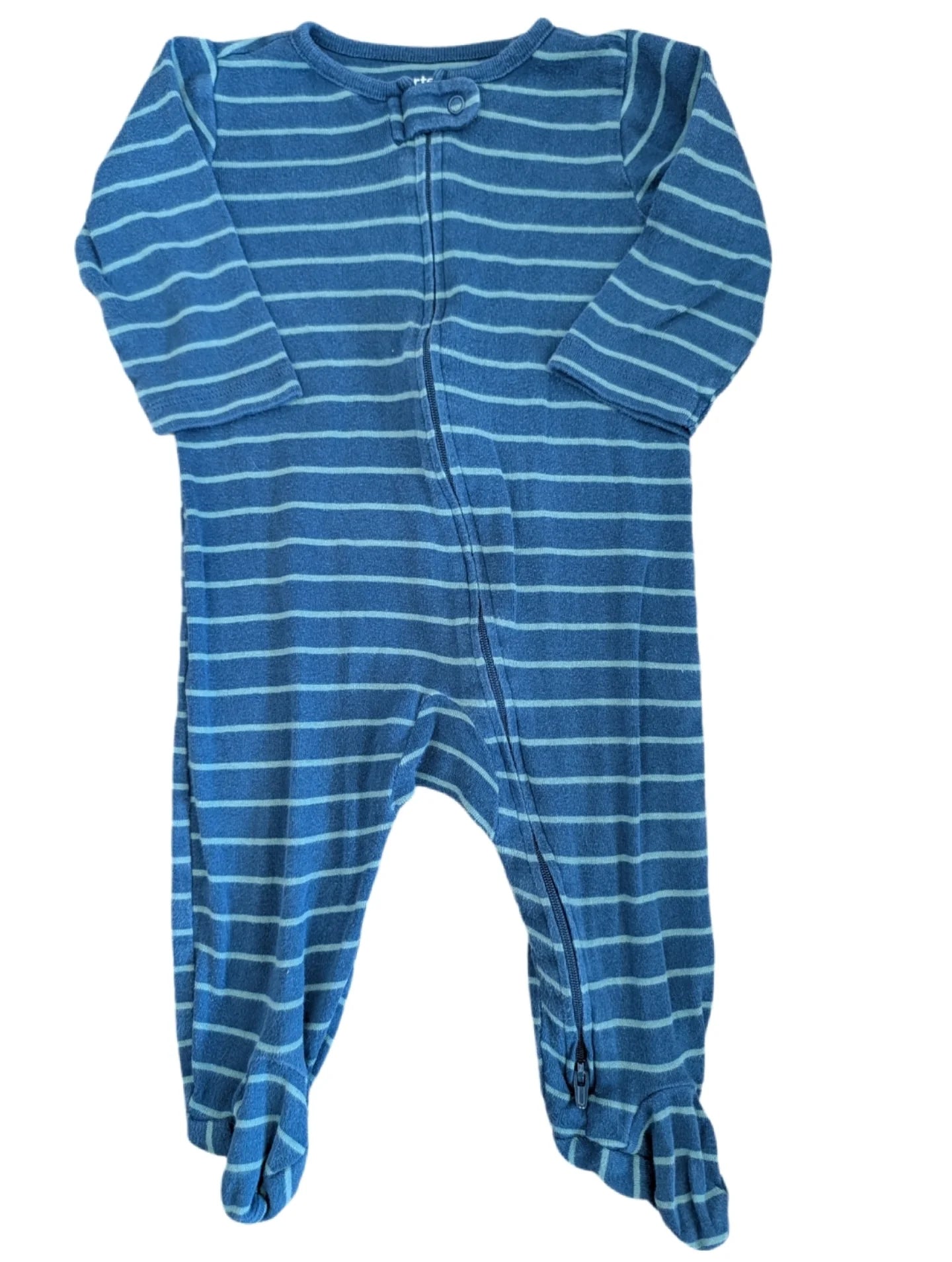 Carter's Navy & Turquoise Horizontal Striped Footie Sleeper 6-9m