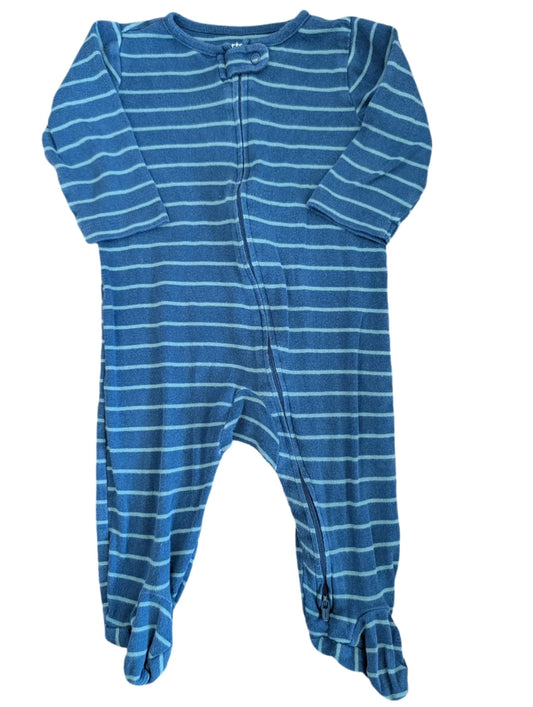 Carter's Navy & Turquoise Horizontal Striped Footie Sleeper 6-9m