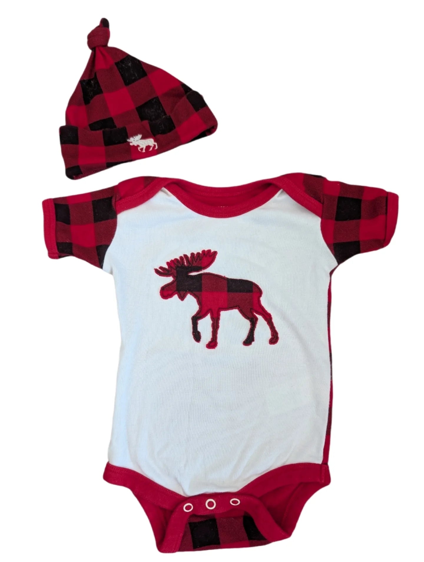Little Blue House Moose Onesie and Knotted Hat 3-6m