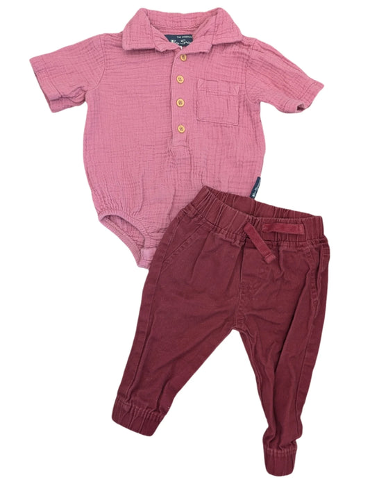 Ben Sherman Maroon Set 3-6m