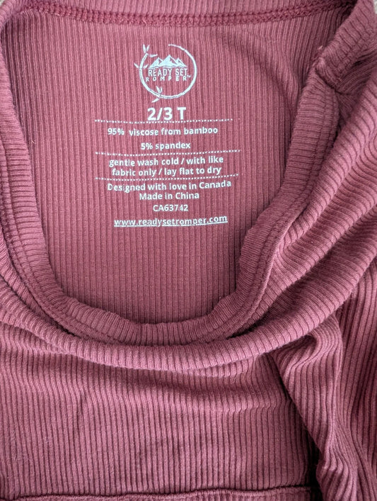 Ready Set Bamboo Mauve Ribbed Romper 2-3T