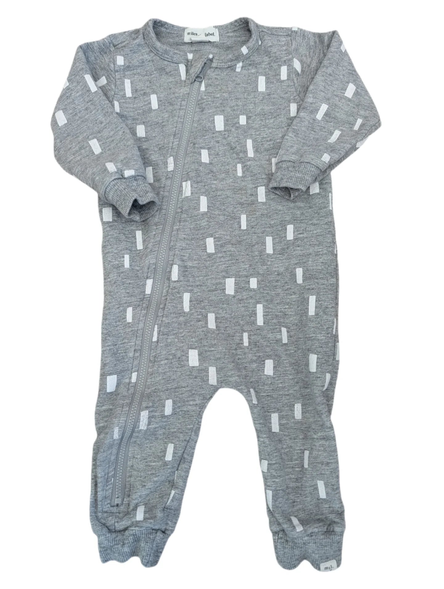 Miles the Label Grey Playsuit with White Print 9m