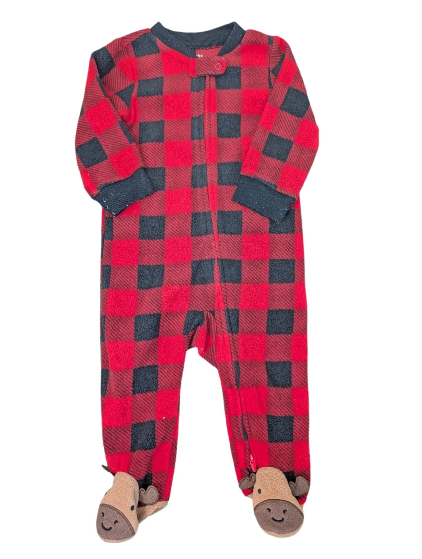 Carter's Fleece Moose Checkered Footie 9m