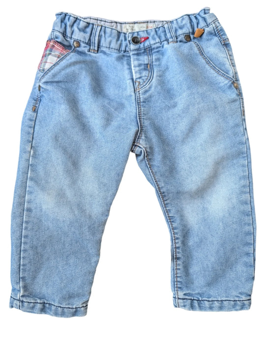 Zara Lined Soft Denim Jeans with Plaid Pocket Detail 18-24m
