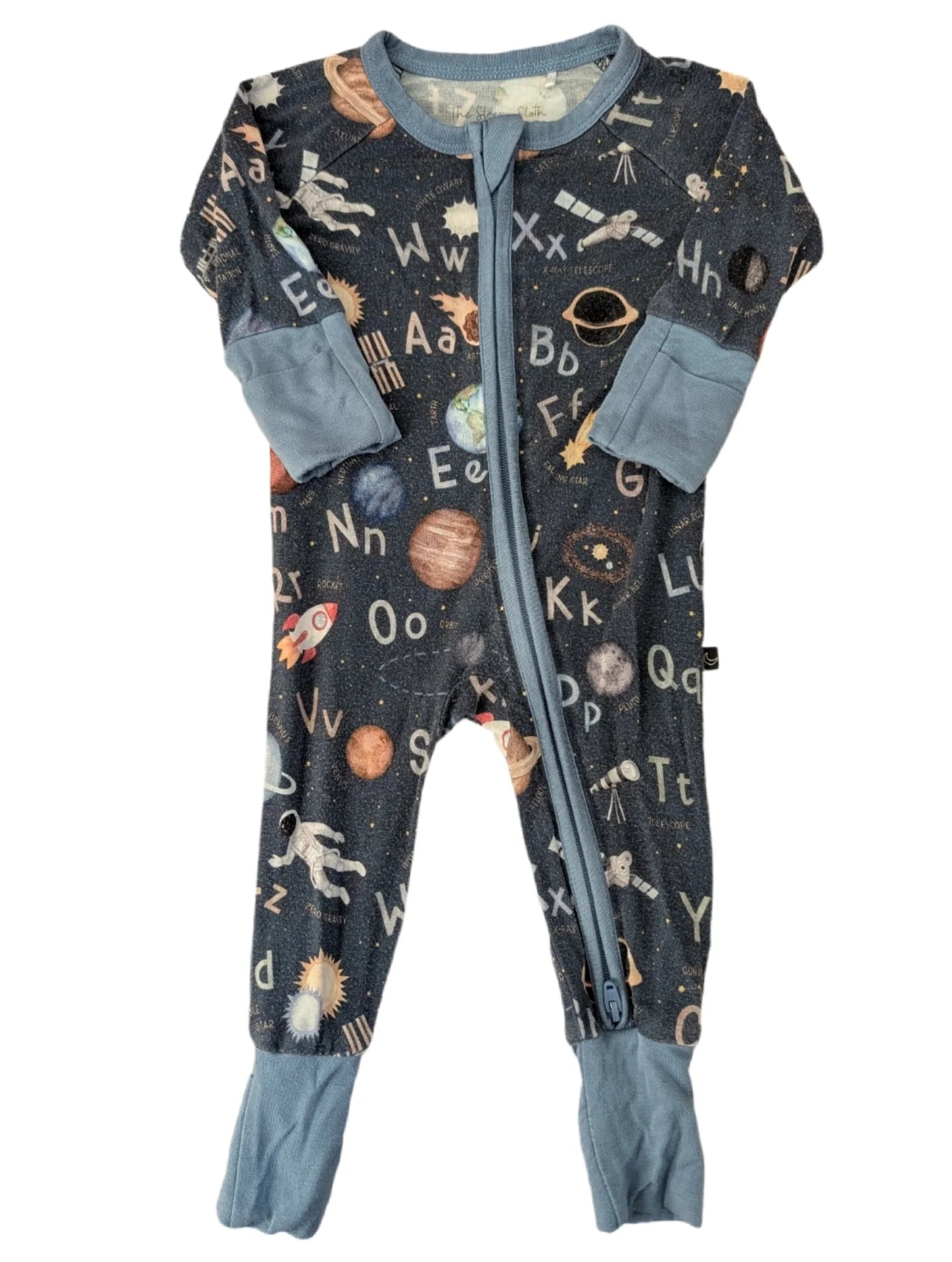 The Sleepy Sloth Alphabet Space Bamboo Convertible Footie - Newborn