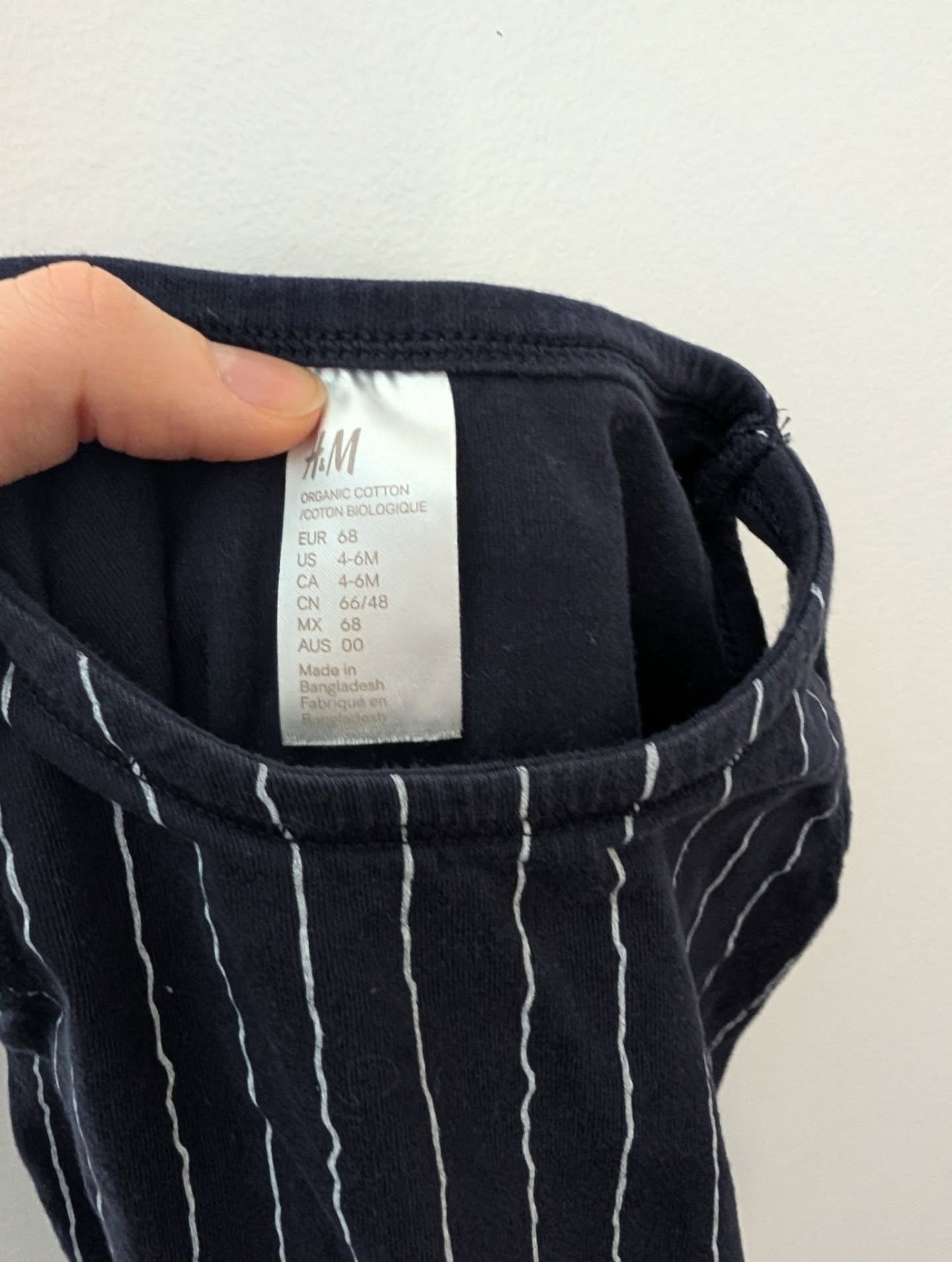 H&M Navy Vertical Striped Summer Tank Romper 4-6m