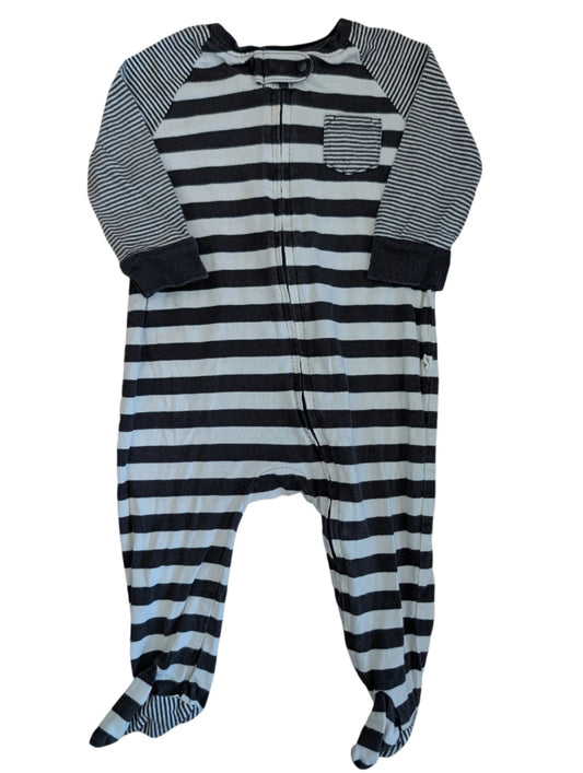 Gap Black and White Striped Footie Sleeper 3-6m