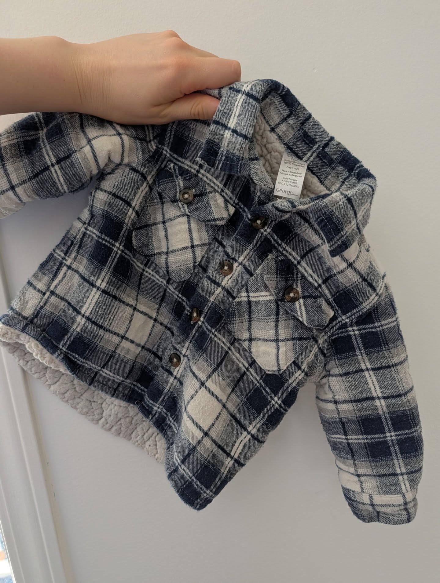 George Plaid Sherpa-Lined Jacket 6-12m