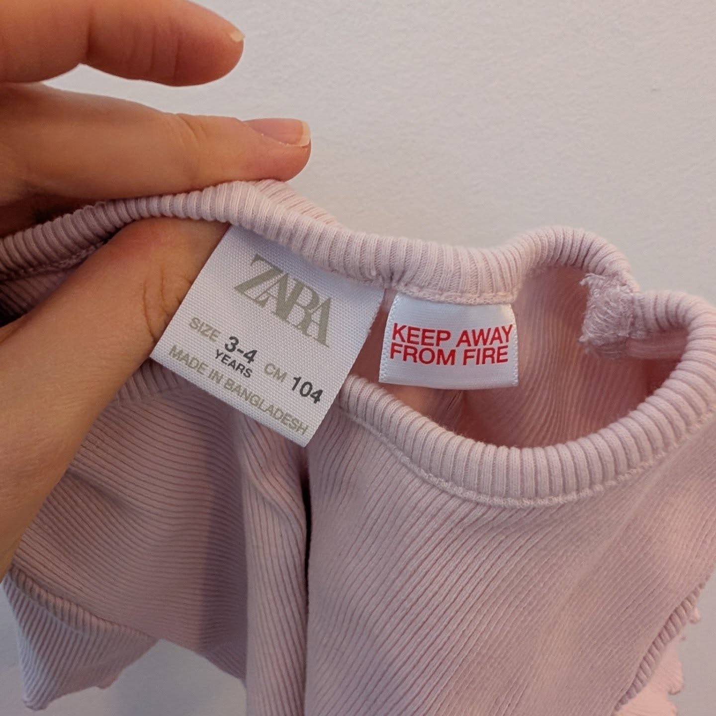 ZARA Pink Ribbed Lettuce Hem Tee 3T