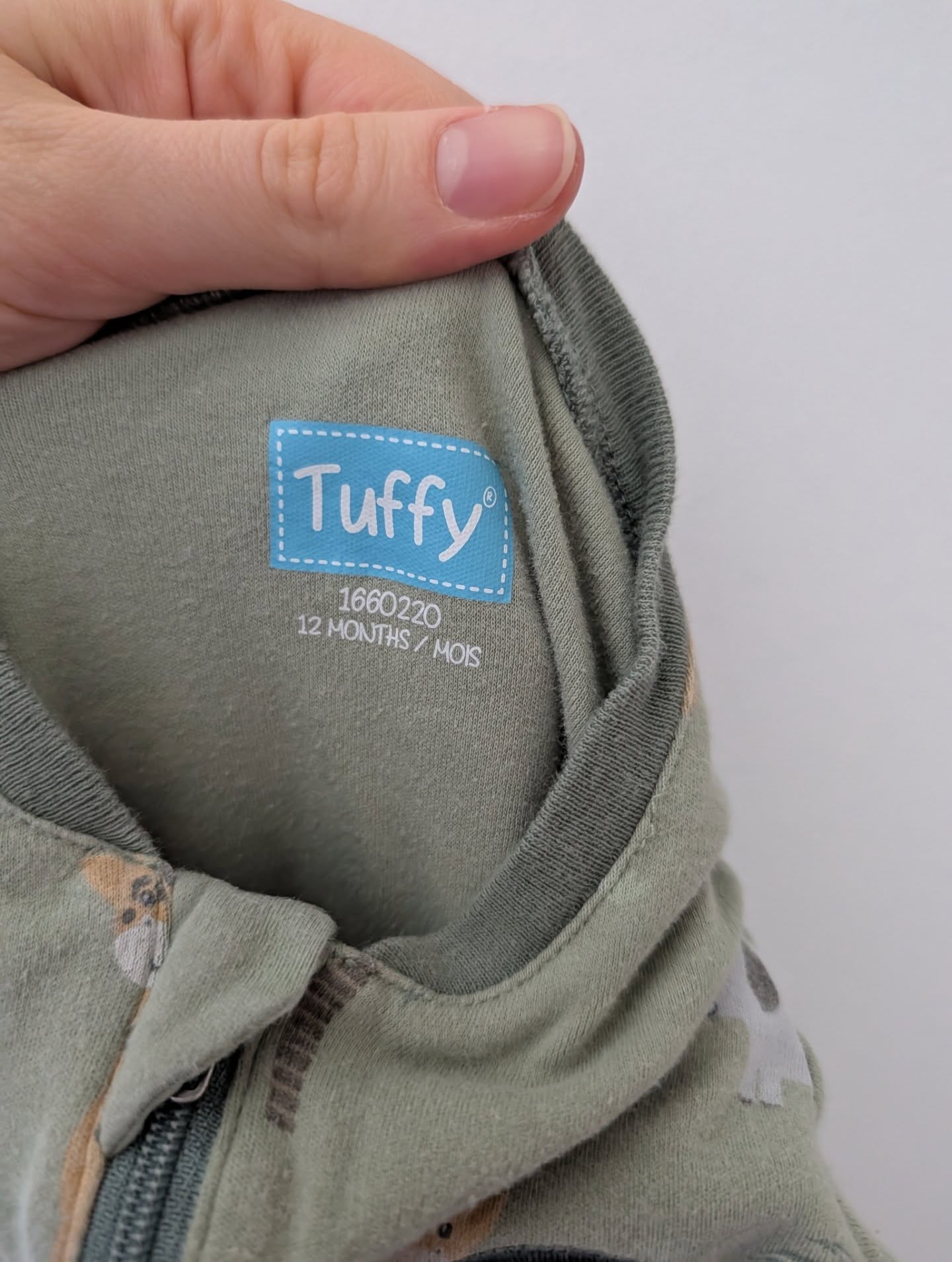 Tuffy Green Giraffe Embroidered Footie Sleeper 12m