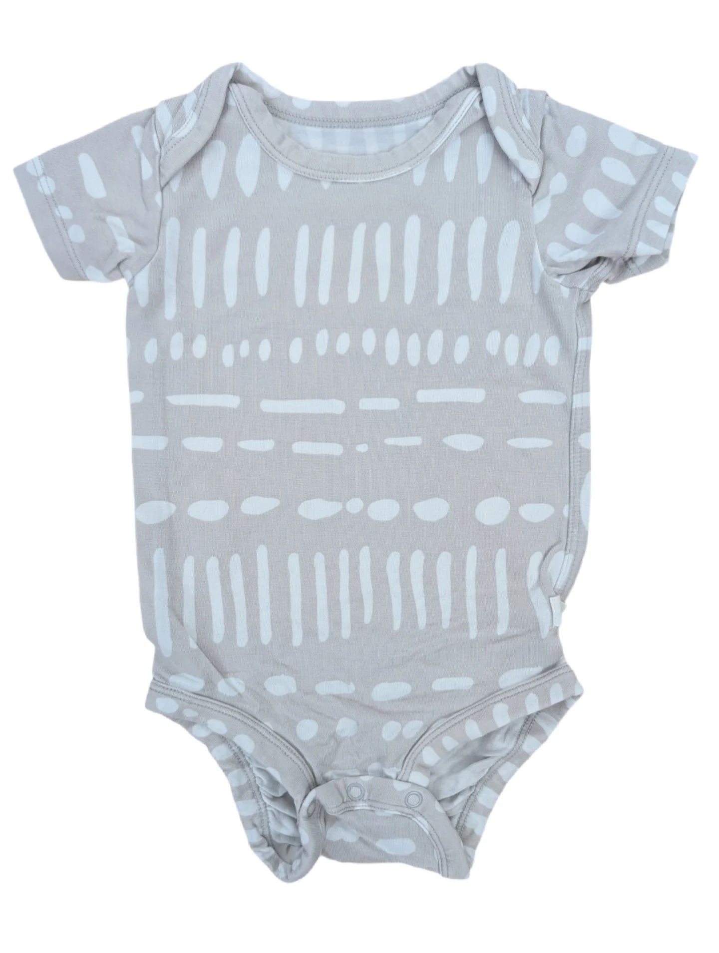 Loulou Lollipop Short Sleeve Tan & White Onesie 0-3m