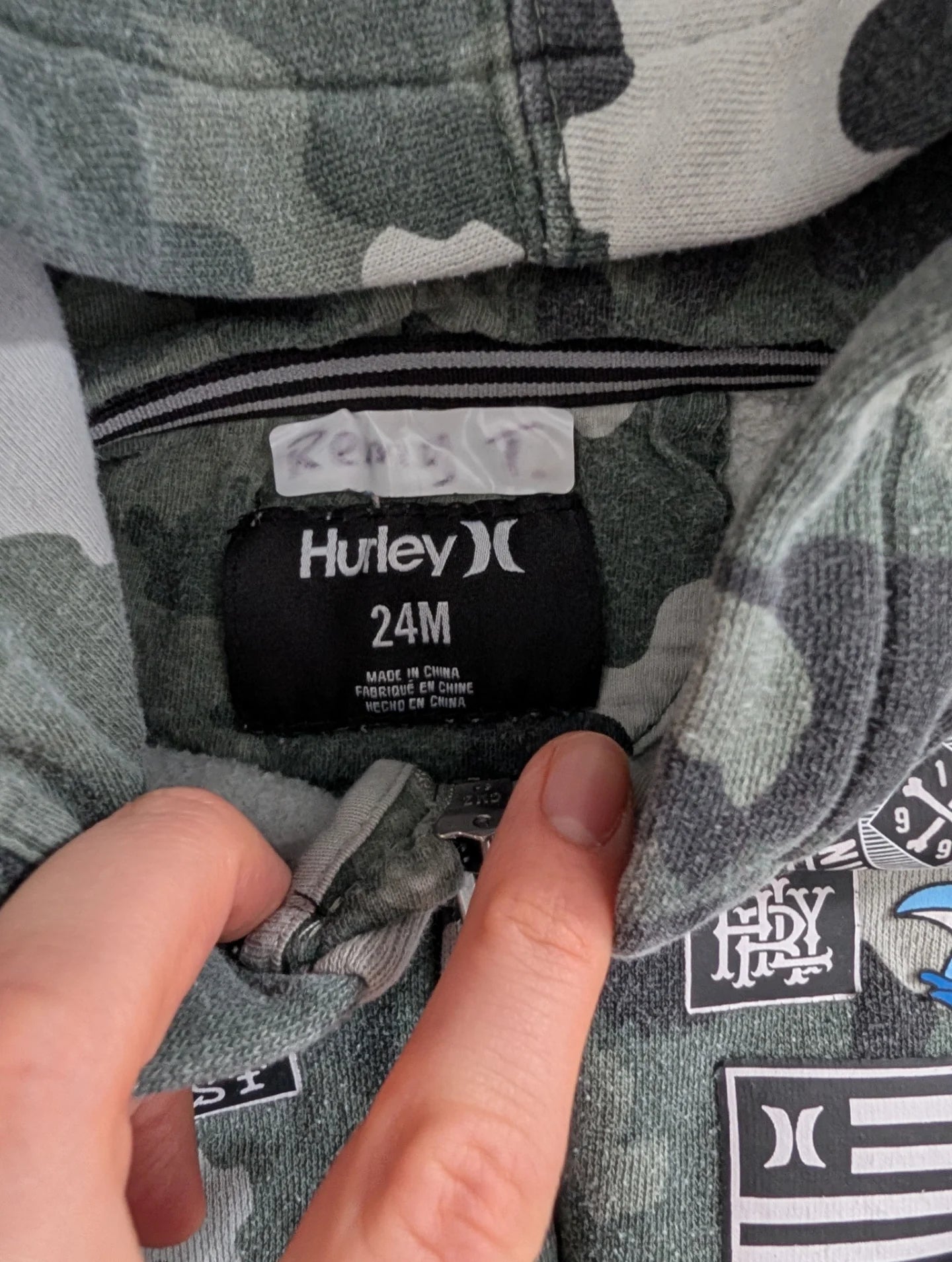 Hurley Camo Zip Up Hoodie 24m