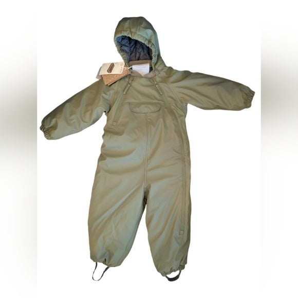 Wheat Kids Olive Green One Piece Snowsuit & Rainsuit | 18m