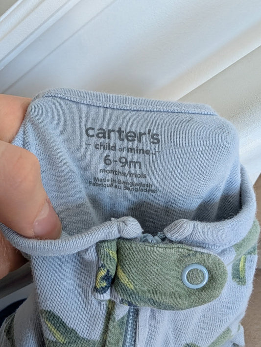 Carter's Blue & Green Dinosaur Footie Sleeper 6-9m