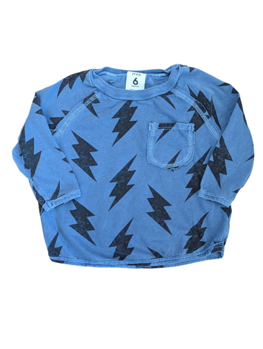 Stem (Nordstrom) Blue Lightning Bolt Long Sleeve Shirt 6m