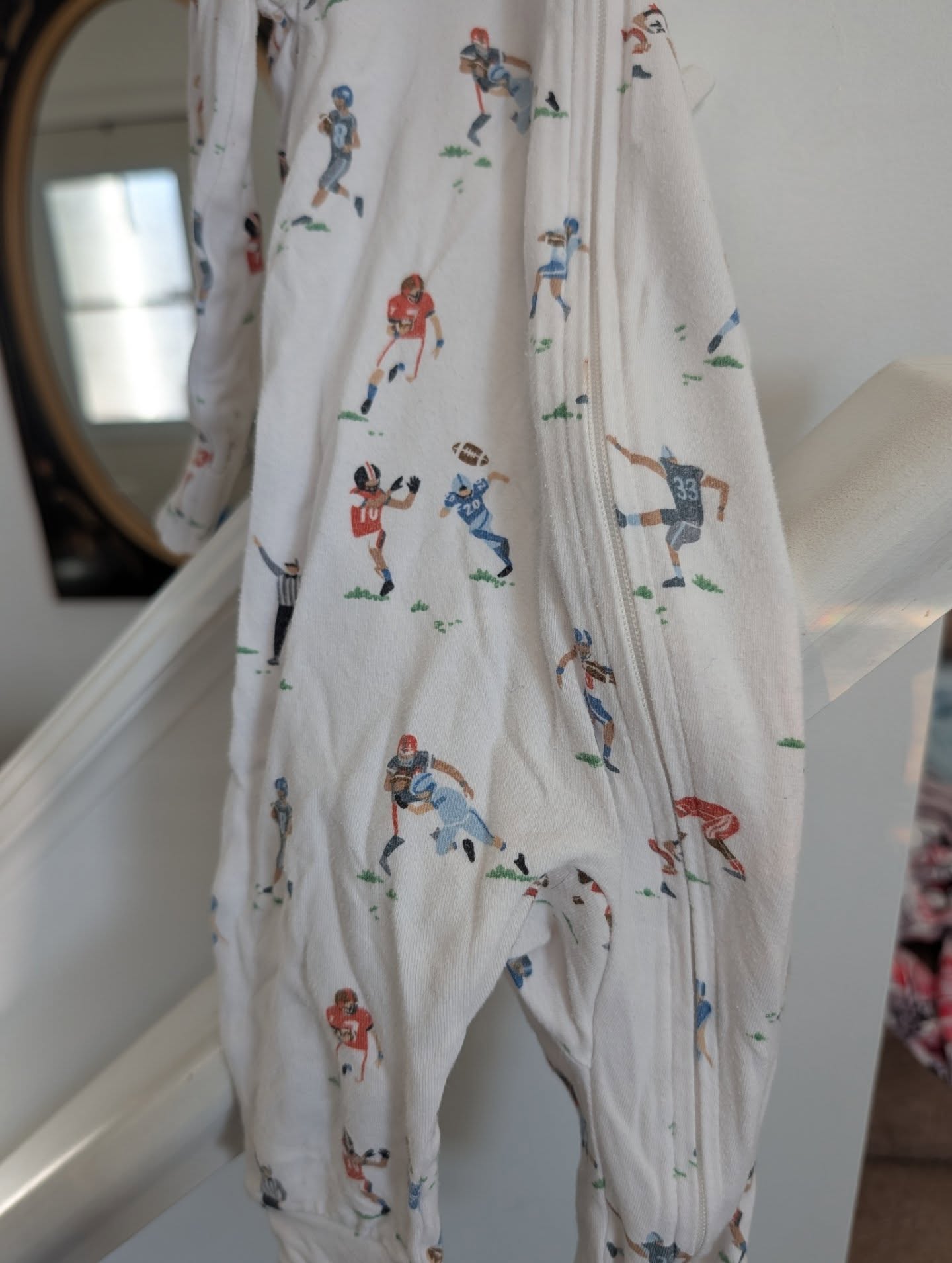 Loulou Lollipop football Convertible Romper Sleeper 3-6m