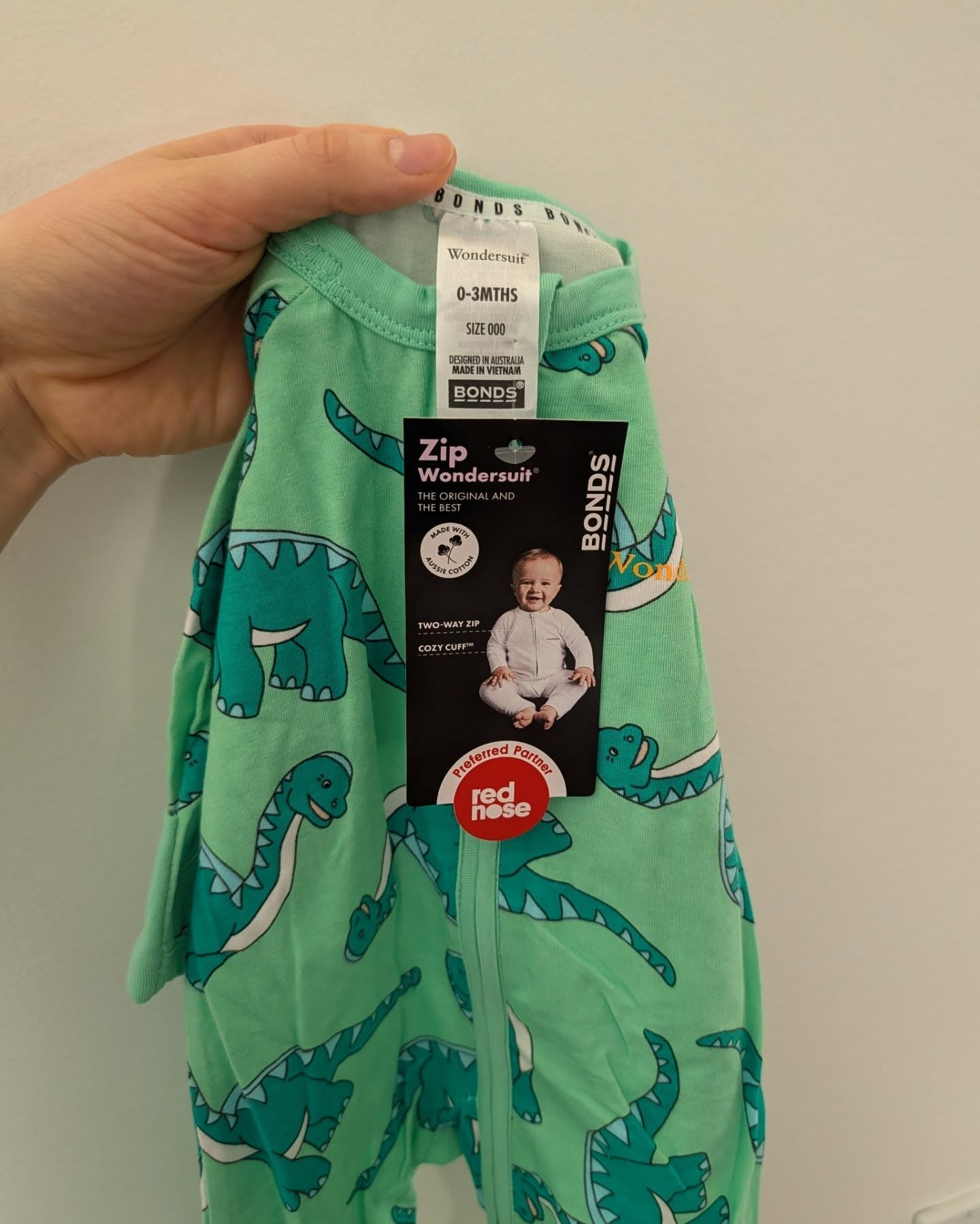 Bonds Wondersuit Green Dinos 0-3m