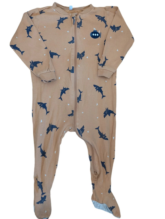Pekkle Light Burnt Orange Shark Footed Sleeper 18m