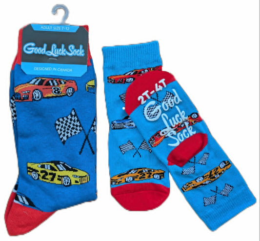 Good Luck Sock - Father/Son Matching Race Car Socks