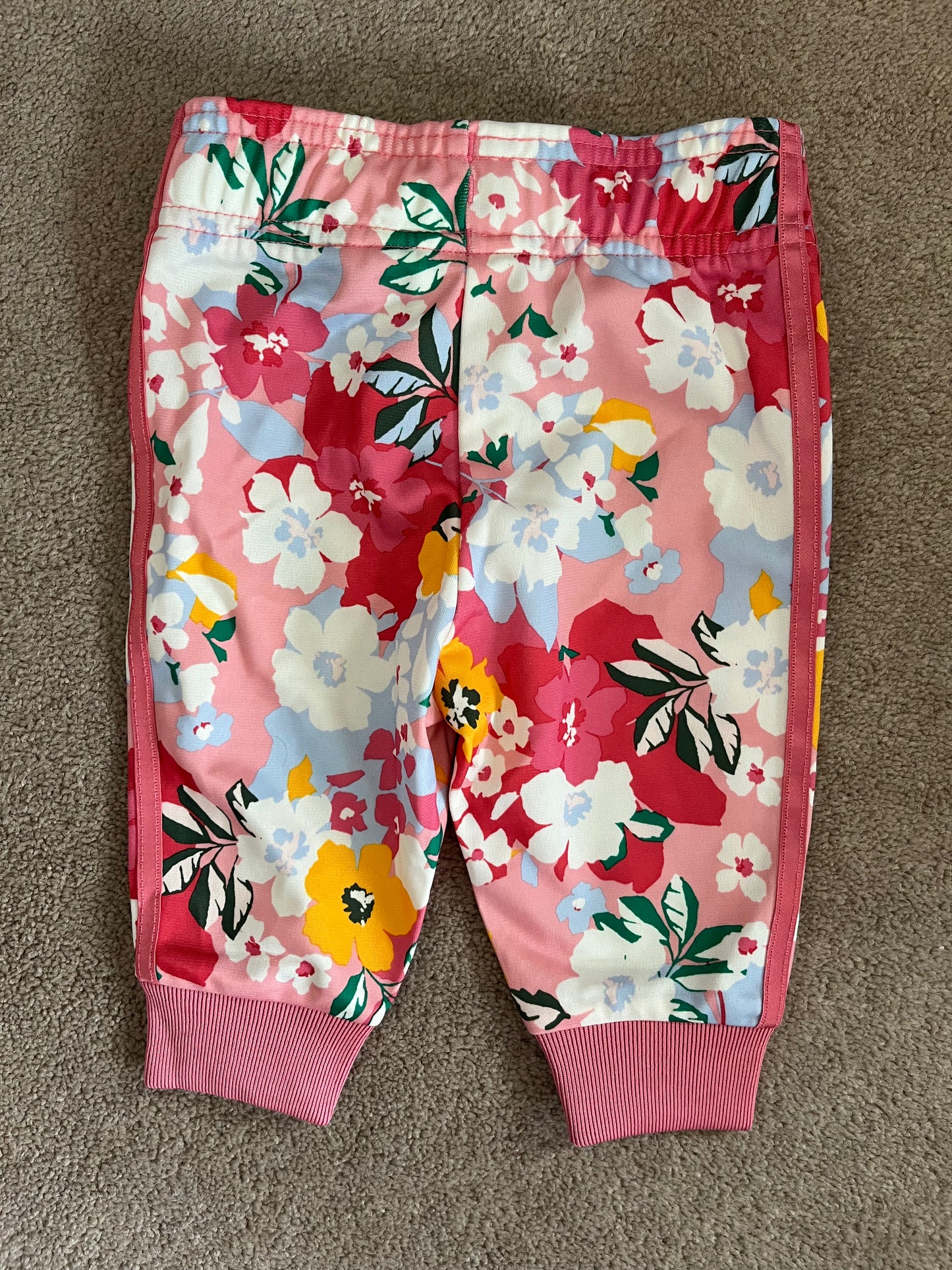 Adidas Pink Floral Joggers 3-6m