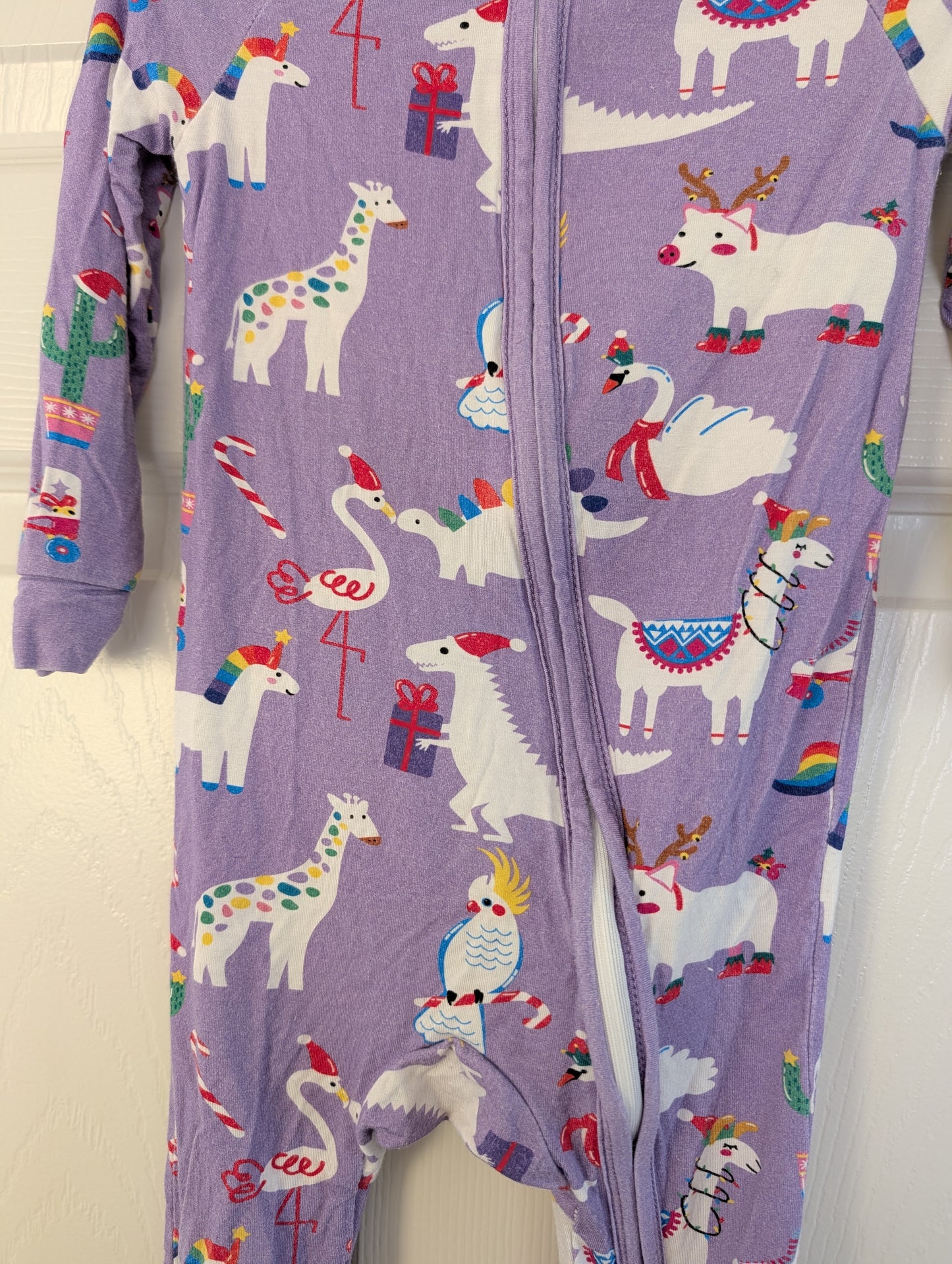 Bamboo Chrsitmas Animals Romper 18-24m