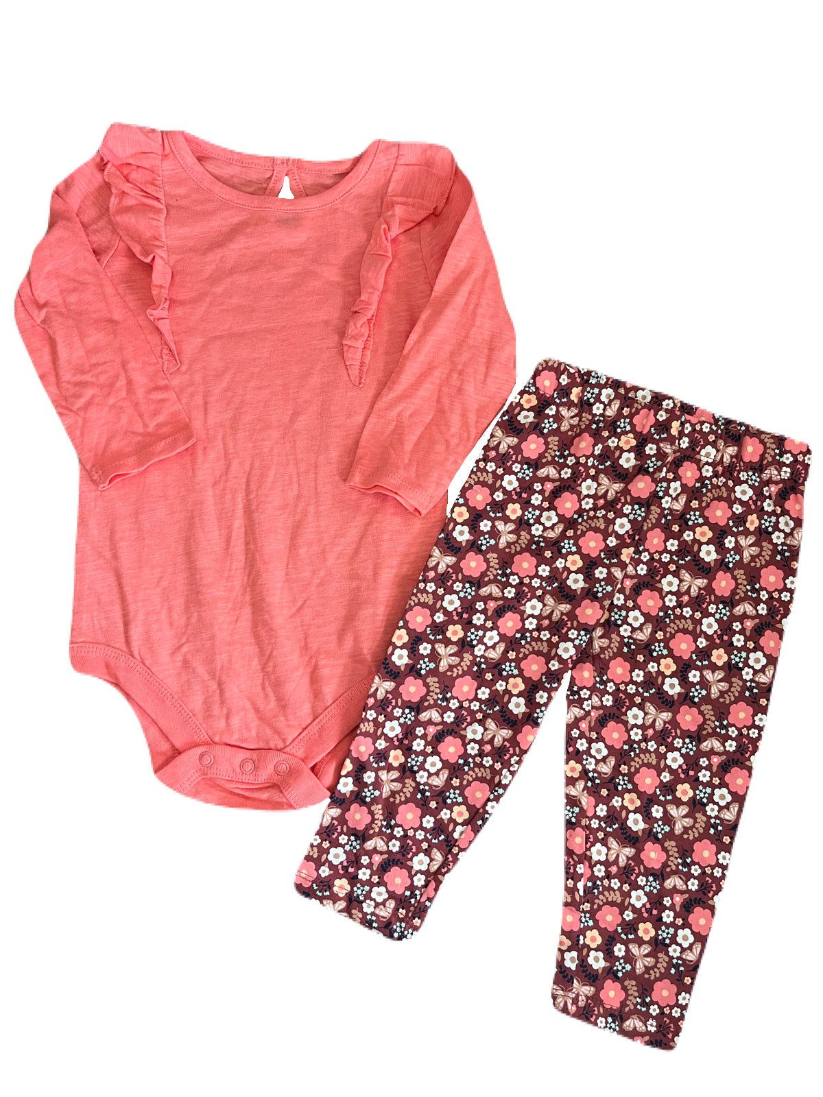 George Onesie and Floral Leggings 12-18m