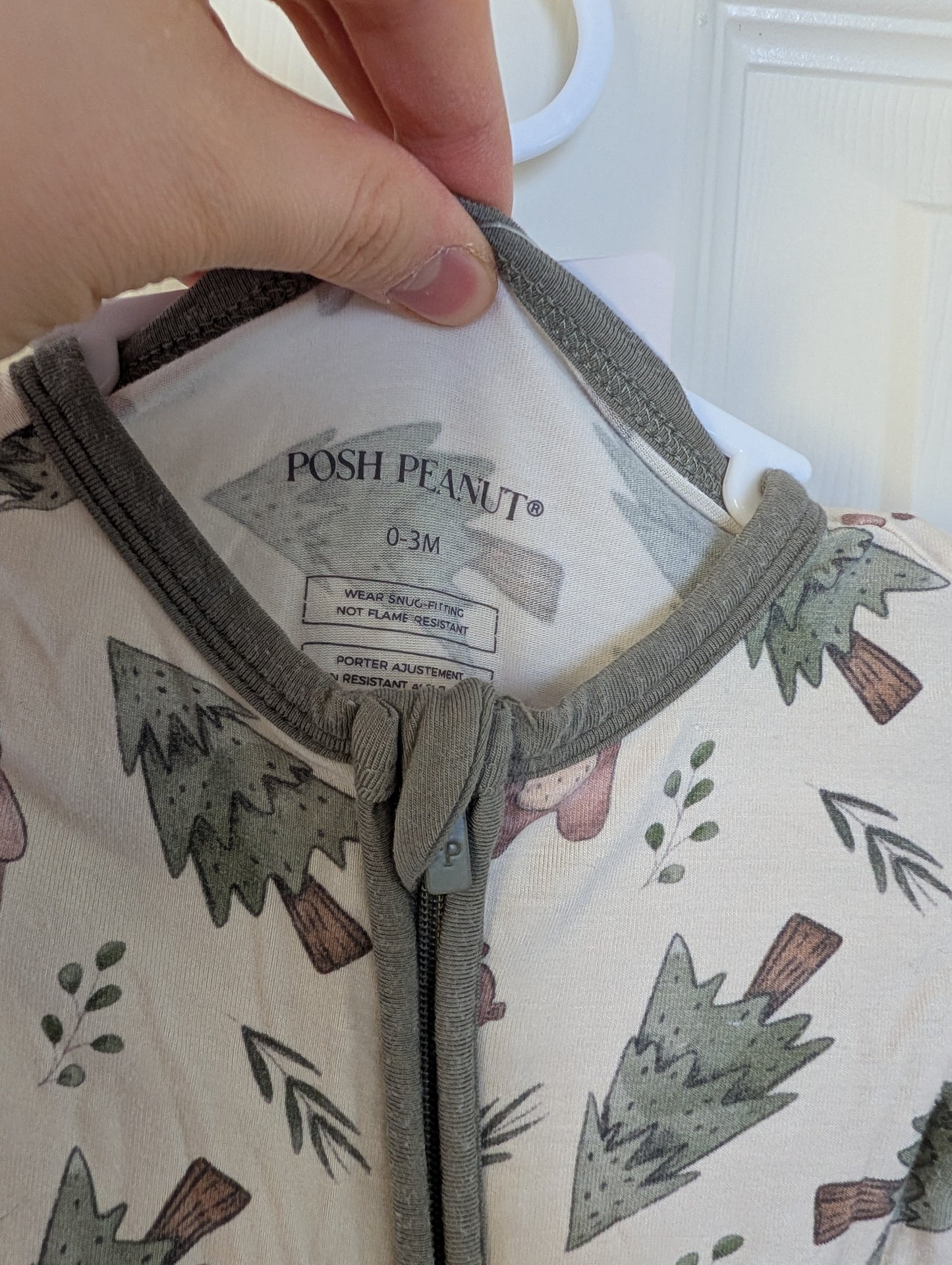 Posh Peanut Bear & Evergreen Bamboo Romper 0-3m