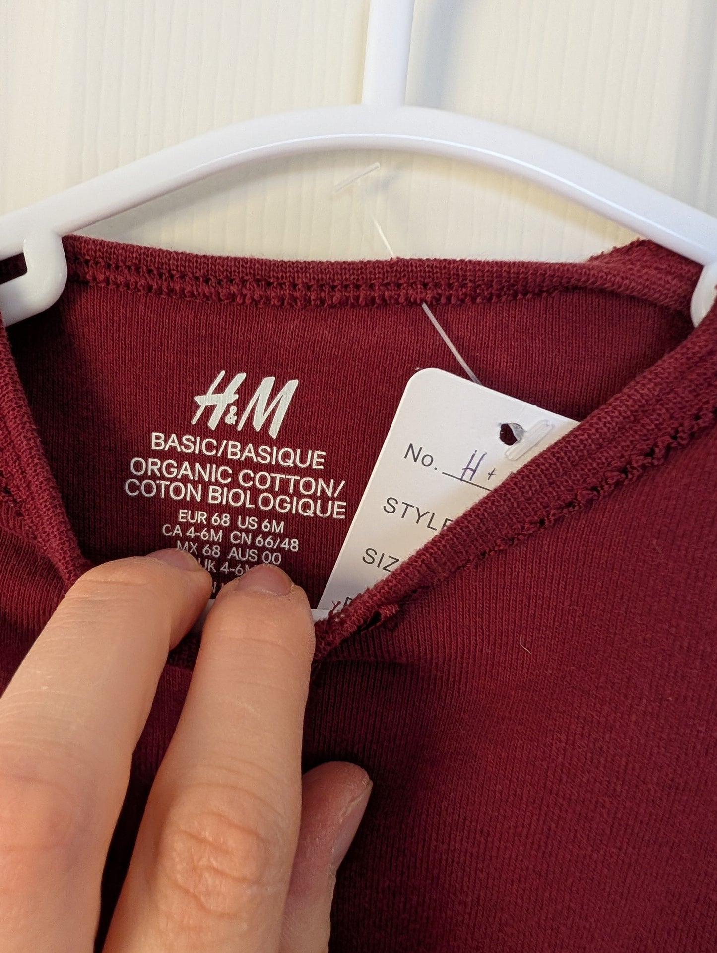 H&M Maroon Onesie 4-6m