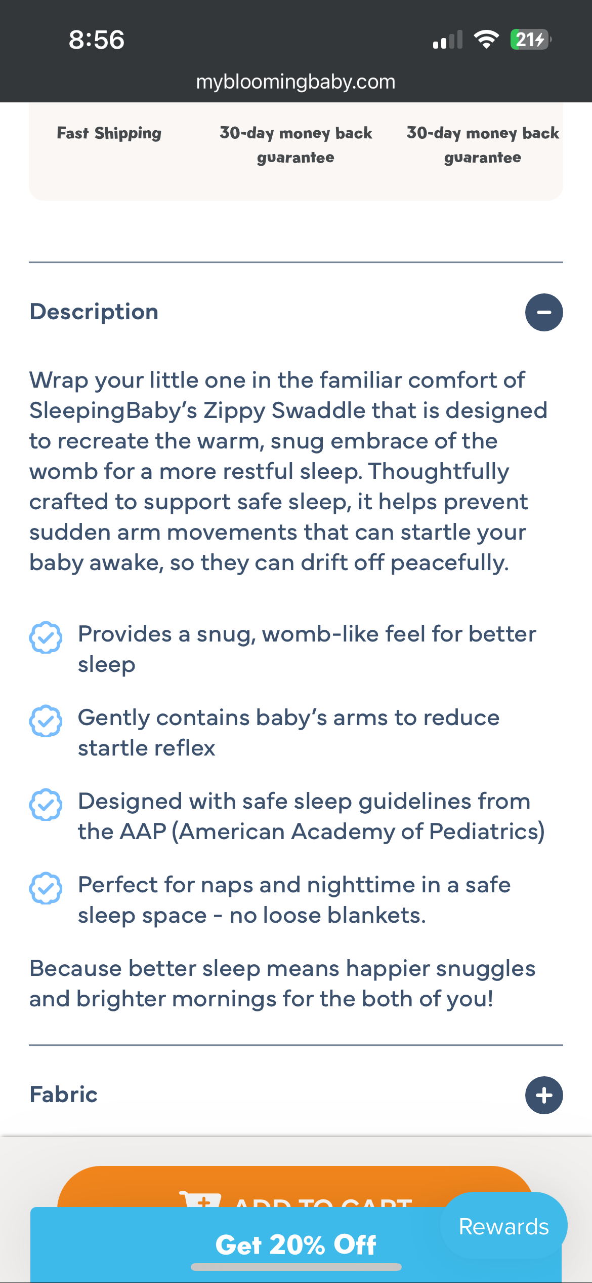 Zippy Swaddle by SleepingBaby (Zipadee Zip Company) M/L