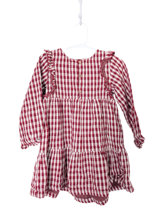 ZARA Gingham Red Dress 2/3