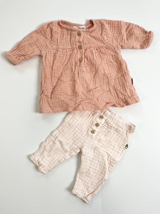 Rabbit & Bear Muslin Outfit 0-3m