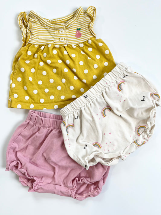 Carters Top & H&M Bummies - Newborn